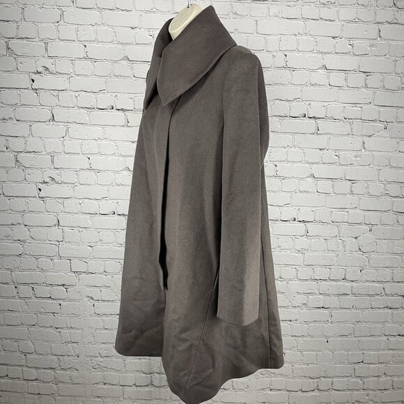 Zara Grey Purple Wool Angora Blend Zipped Snap Lined Long Coat Size Medium M - Picture 12 of 12